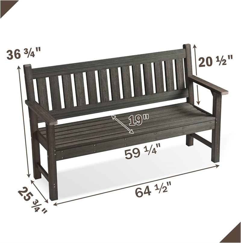 ACUEL Poly Lumber Outdoor Bench 3-Person