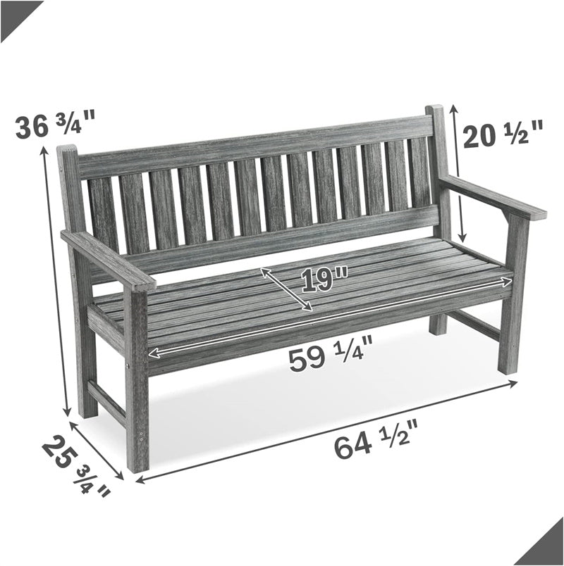 ACUEL Poly Lumber Outdoor Bench 3-Person